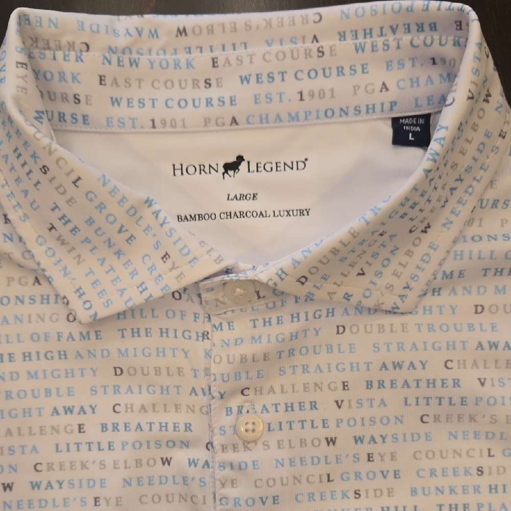 Horn Legend Lg Bamboo Charcoal Luxury Golf Polo Elevated Comfort Bougie Casual - Picture 2 of 13